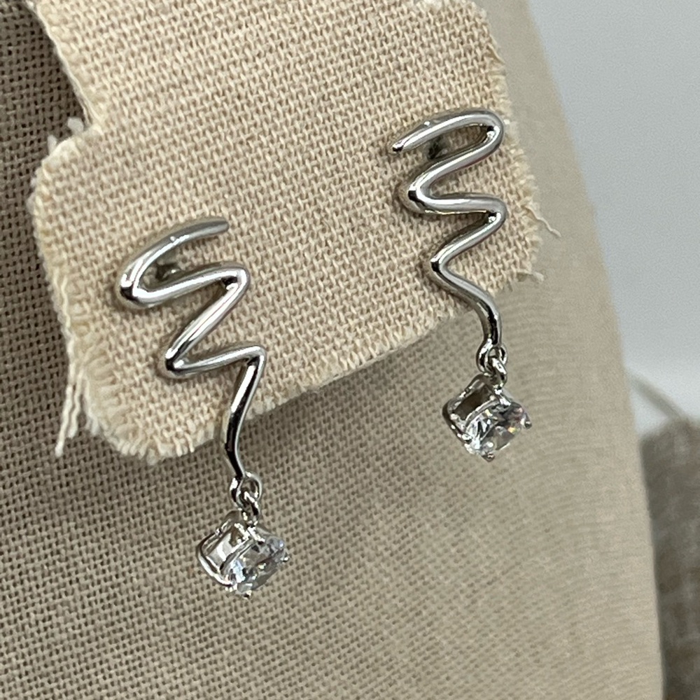 Unique Diamonique Sterling Silver 925 Earrings – 1" Length, 4.6g - Picture 12 of 17
